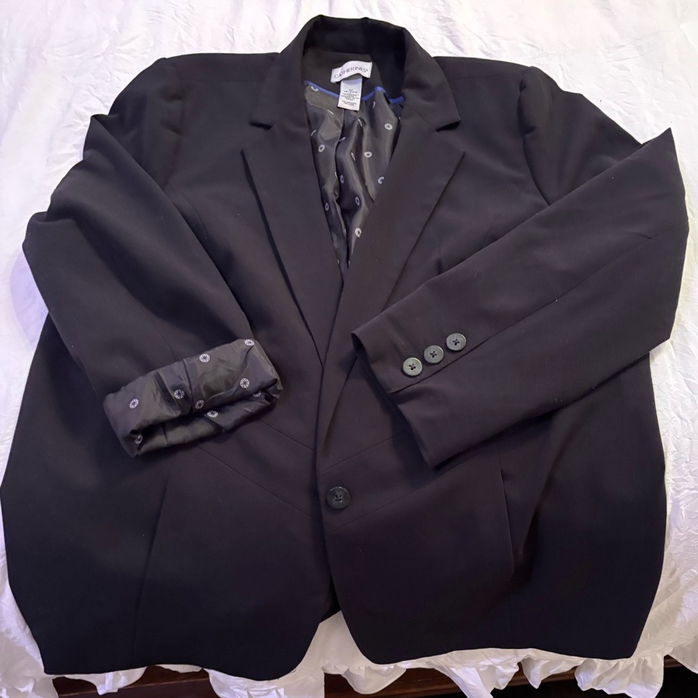 Catherine’s Lined Women’s Plus Size Black Blazer Suit Jacket 1X 18/20W +Pockets - Picture 3 of 11
